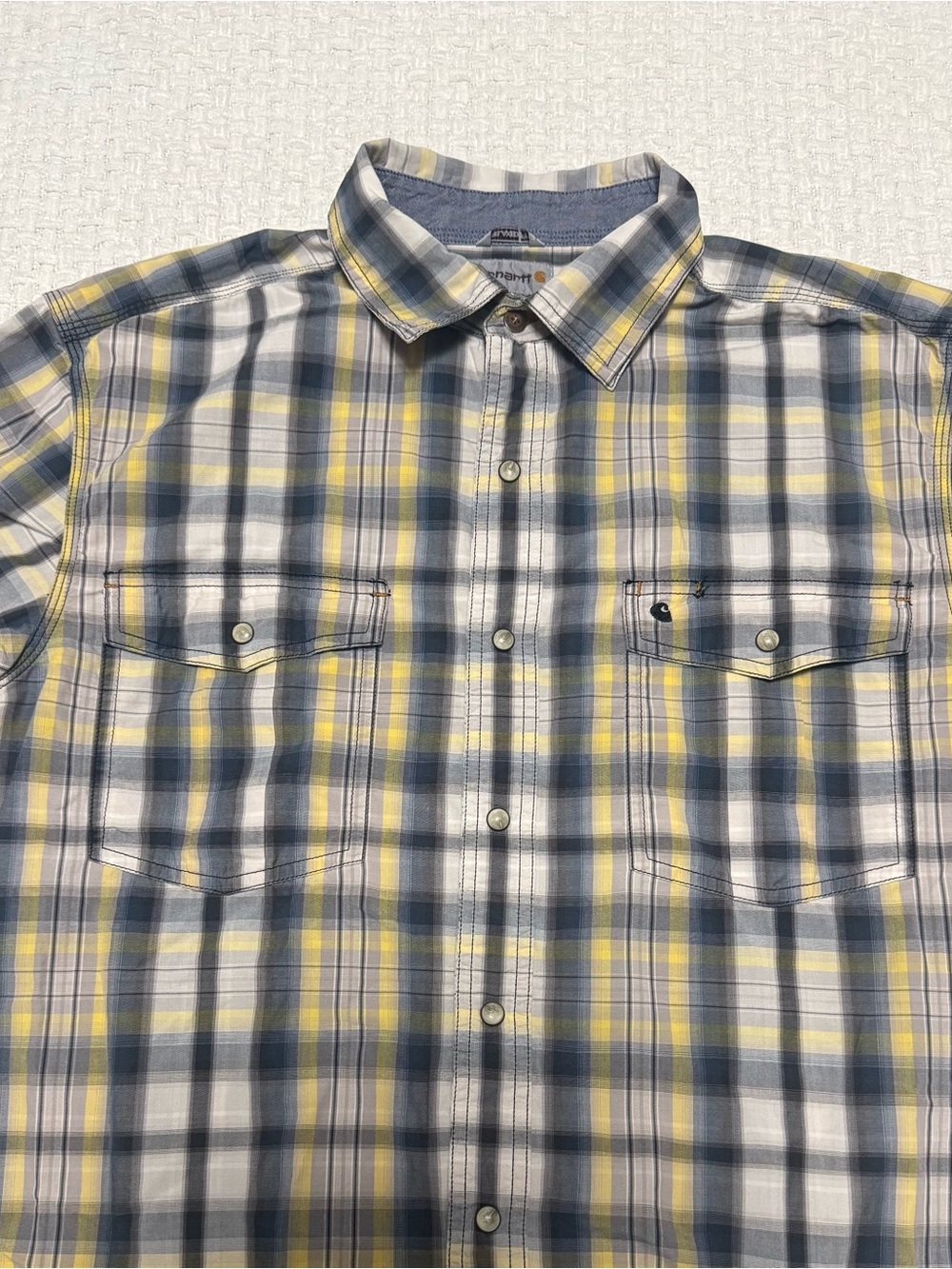 Carhartt Relaxed Fit Short Sleeve Button Up Shirt, men’s large.